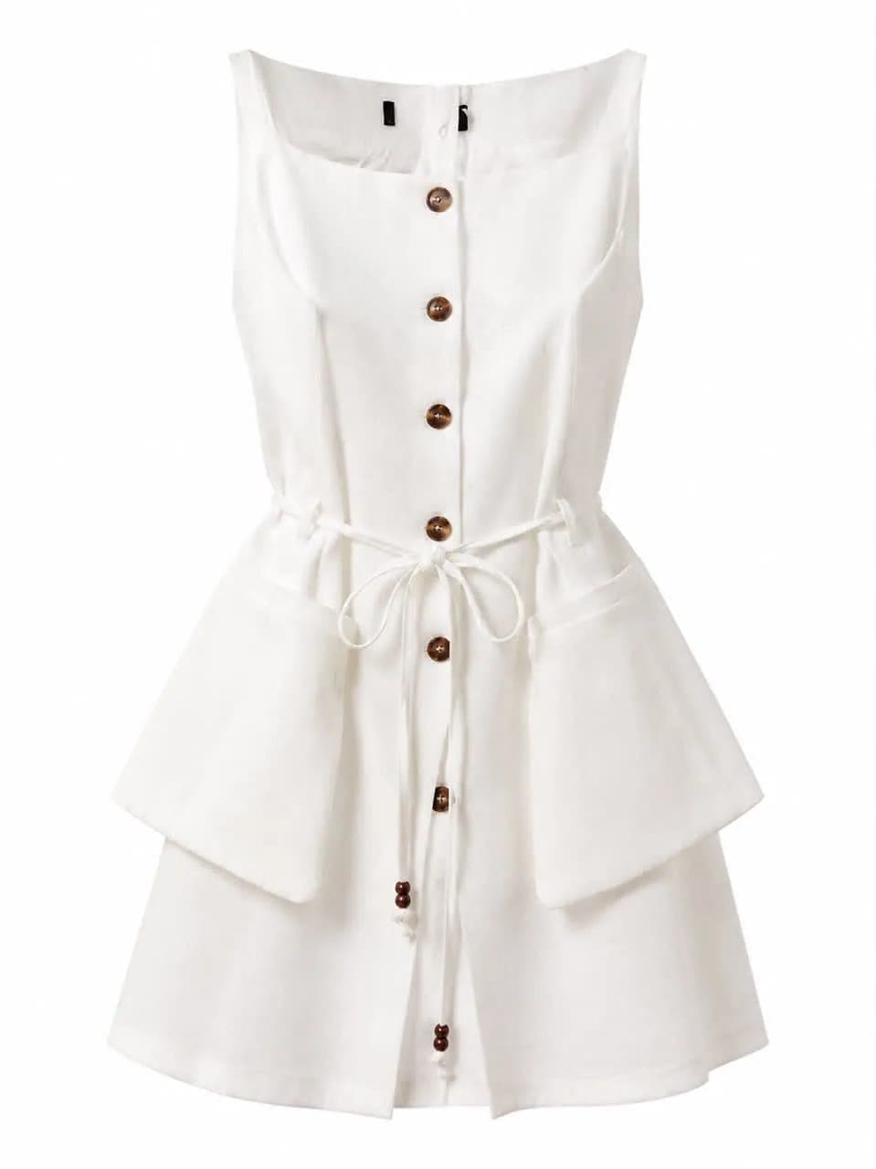 White Peplum Button Front Mini Dress