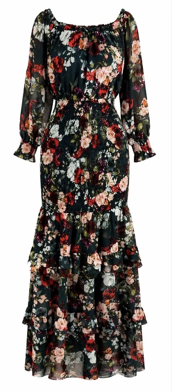 Floral Off-Shoulder Maxi Dress