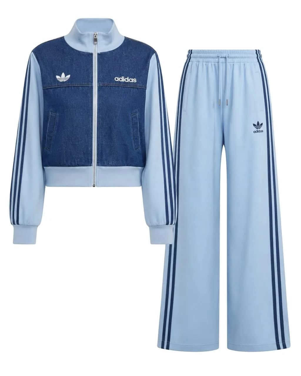 Adidas Denim Panel Zip Tracksuit Set