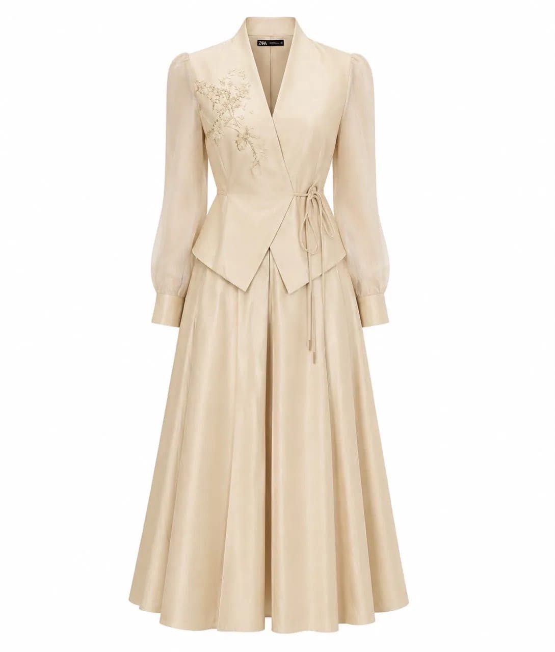Embroidered Wrap Peplum Maxi Dress
