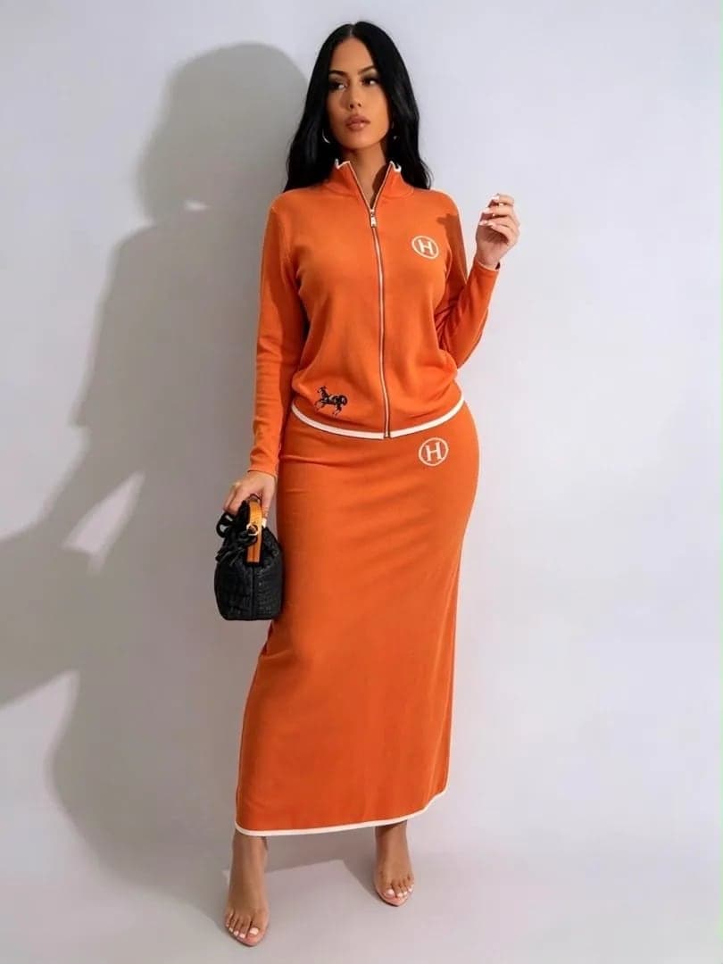 Hermes Top & Maxi Skirt Set