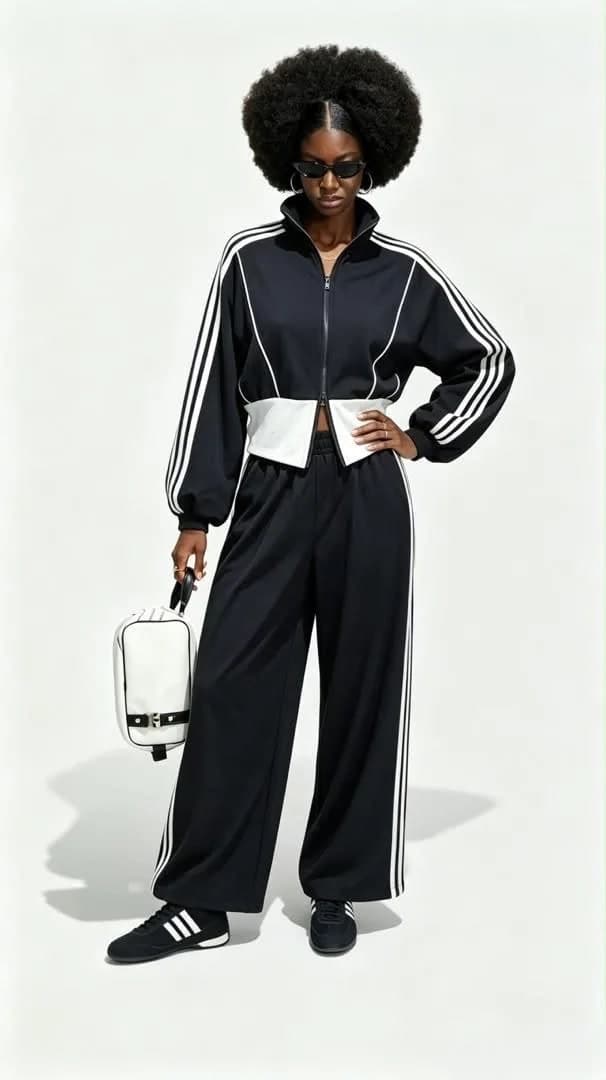 Adidas Track Jacket & Wide-Leg Pant Set