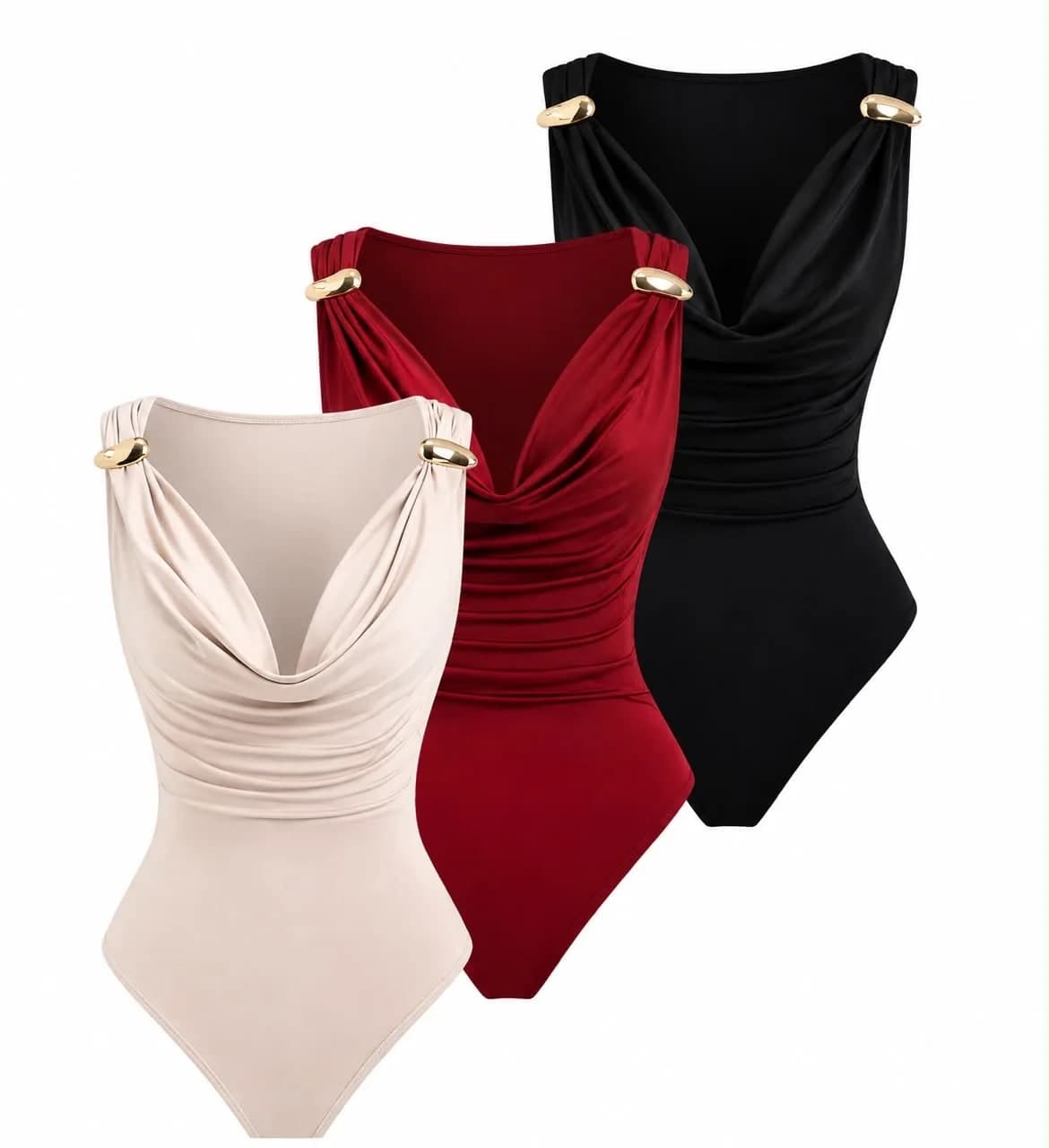3-Pack Cowl Neck Bodysuits