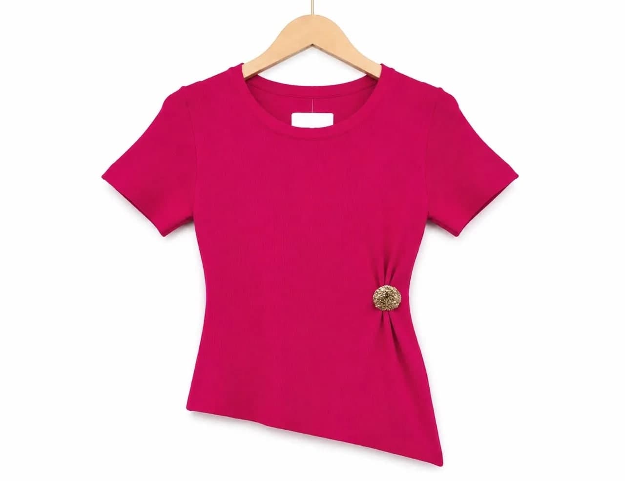 Magenta Asymmetric Knit Top