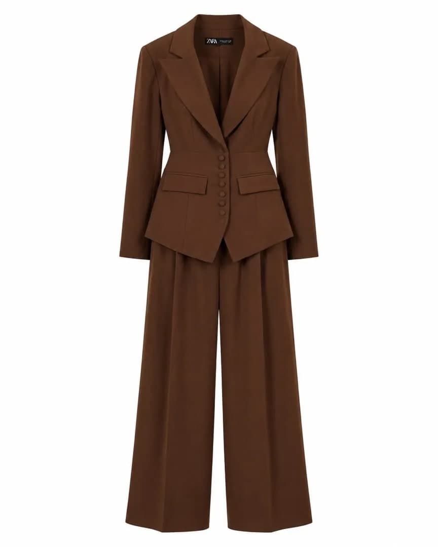 Brown Tailored Blazer & Pants Set