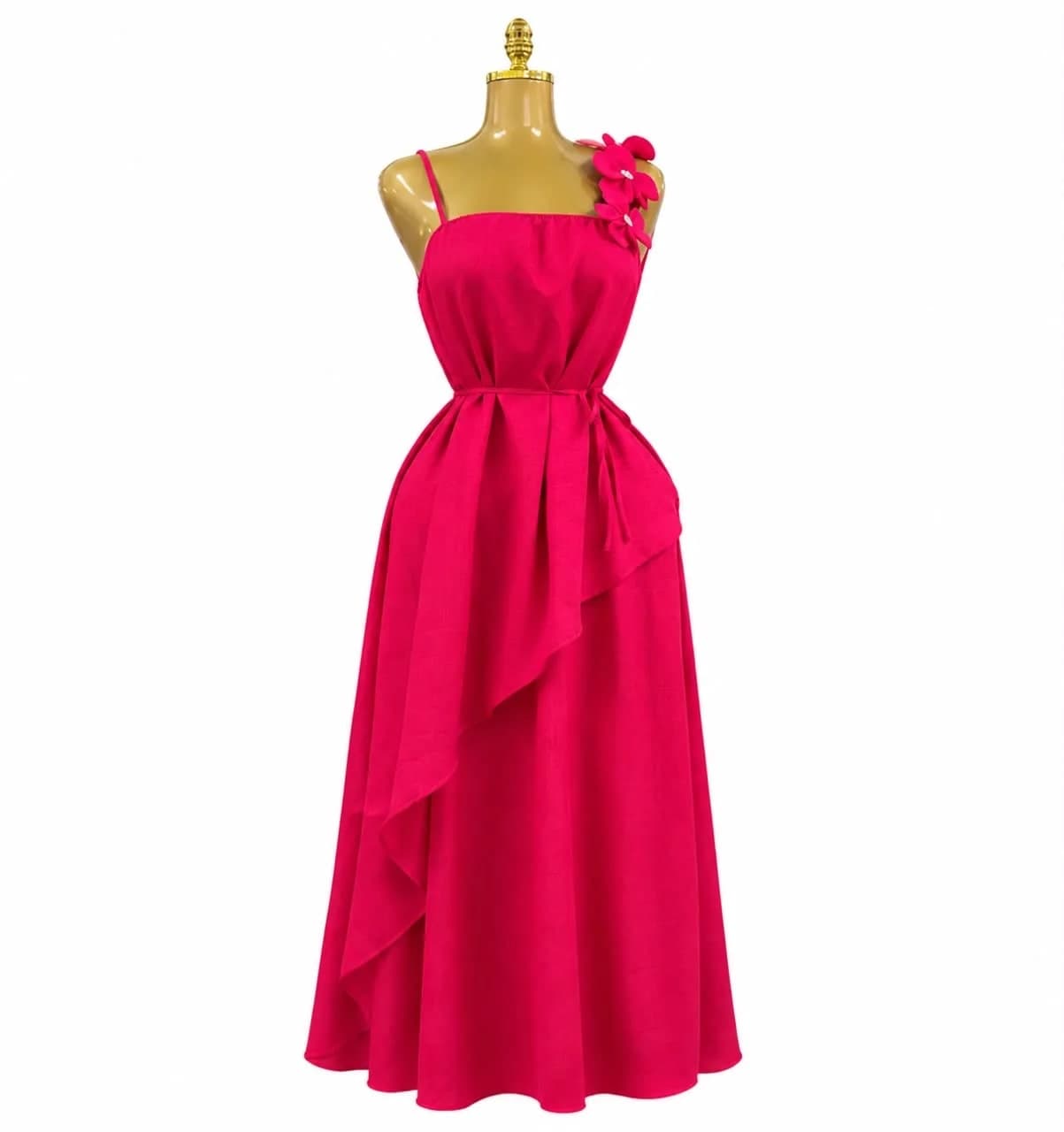 Fuchsia One-Shoulder Dress