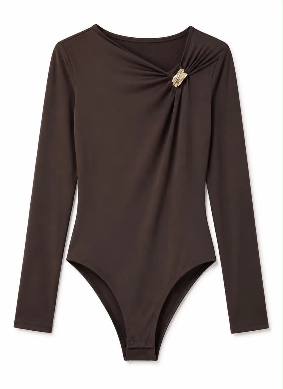 Long-Sleeve Twist Front Bodysuit